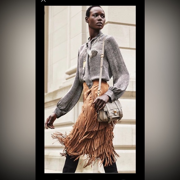 Intermix Suede Fringe Skirt- New With Tags!! - Picture 2 of 13